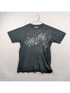Y2K Hurley Graphic T-Shirt Surf Skate Style Grunge Punk Distressed Goth Alt Sz L